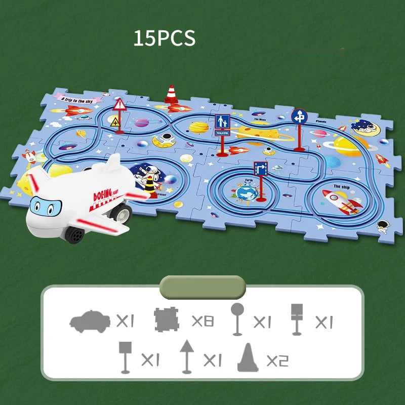 🎁[Best Gift For Kid]🚗Children's Educational Puzzle Track Car Play Set
