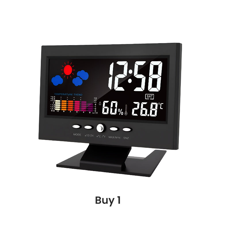 🔥Digital LED Temperature Humidity Monitor Weather Forecast LED Table Alarm Clock