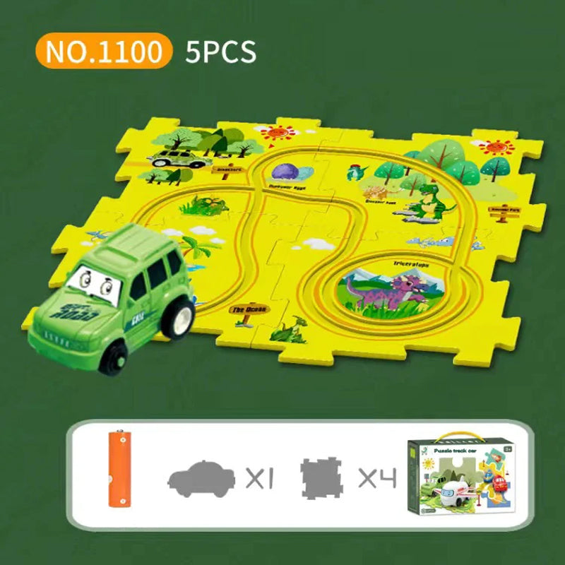 🎁[Best Gift For Kid]🚗Children's Educational Puzzle Track Car Play Set